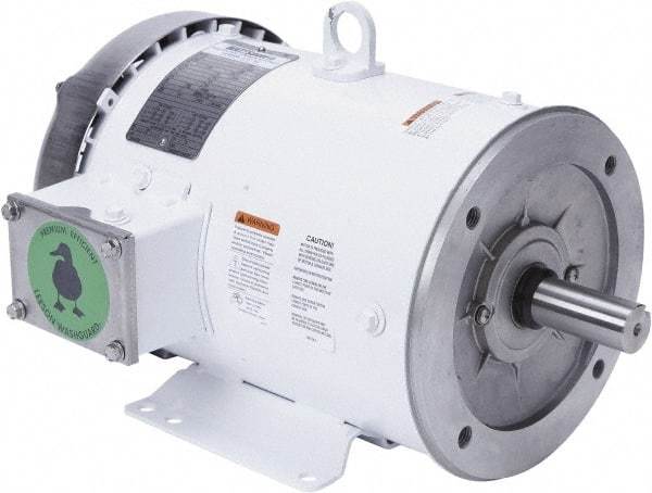 Leeson - 5 Max hp, 1,800 Max RPM, Premium Efficient Electric AC DC Motor - 230/460 V Input, Three Phase, 184TC Frame, C-Face with Base Mount, TEFC Enclosure - USA Tool & Supply