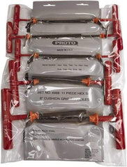 Proto - 11 Piece T-Handle Cushion Grip Tethered Hex Key Set - Hex Range 5/64 to 3/8" - USA Tool & Supply