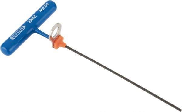 Proto - 2mm Hex, Tethered T-Handle Cushion Grip, Hex Key - 6" OAL, Alloy Steel, Metric System of Measurement - USA Tool & Supply