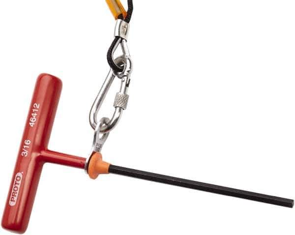 Proto - 7/32" Hex, Tethered T-Handle Cushion Grip, Hex Key - 6" OAL, Alloy Steel, Inch System of Measurement - USA Tool & Supply