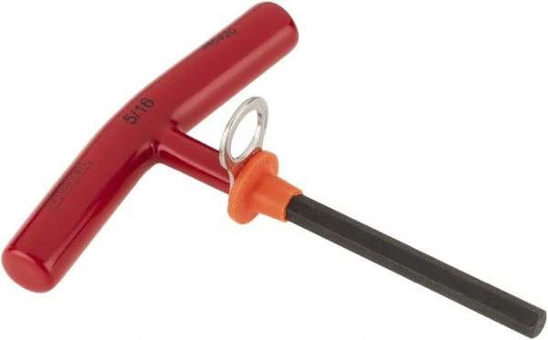 Proto - 5/16" Hex, Tethered T-Handle Cushion Grip, Hex Key - 6" OAL, Alloy Steel, Inch System of Measurement - USA Tool & Supply