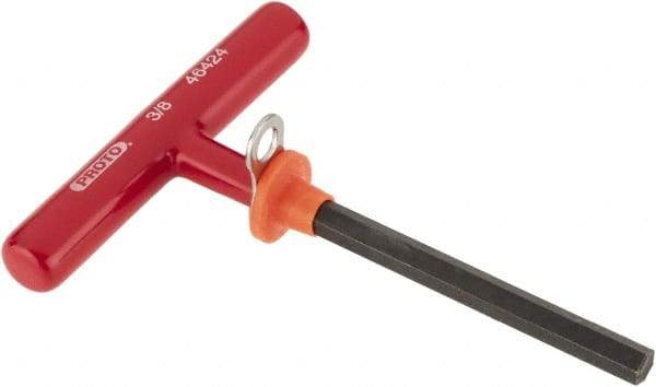 Proto - 3/8" Hex, Tethered T-Handle Cushion Grip, Hex Key - 6" OAL, Alloy Steel, Inch System of Measurement - USA Tool & Supply