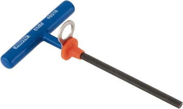 Proto - 6mm Hex, Tethered T-Handle Cushion Grip, Hex Key - 6" OAL, Alloy Steel, Metric System of Measurement - USA Tool & Supply