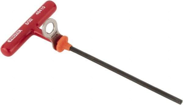 Proto - 5/32" Hex, Tethered T-Handle Cushion Grip, Hex Key - 6" OAL, Alloy Steel, Inch System of Measurement - USA Tool & Supply