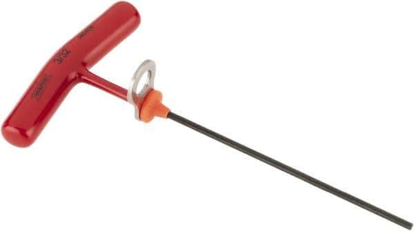 Proto - 3/32" Hex, Tethered T-Handle Cushion Grip, Hex Key - 6" OAL, Alloy Steel, Inch System of Measurement - USA Tool & Supply