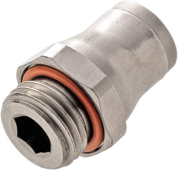 Legris - 8mm Outside Diam, 1/8 BSPP, Stainless Steel Push-to-Connect Tube Male Connector - 435 Max psi, Tube to Male BSPP Connection, FKM O-Ring - USA Tool & Supply