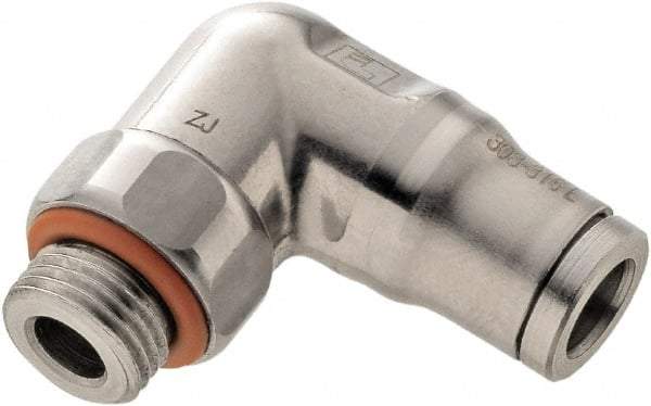 Legris - 8mm Outside Diam, 1/8 BSPP, Stainless Steel Push-to-Connect Tube Male Elbow - 290 Max psi, Tube to Male BSPP Connection, FKM O-Ring - USA Tool & Supply