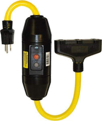 Tower - 3 Outlet, 125 Volt, 20 Amp Rating, 4 to 6 mA Max Surge, Inline, Manual, Commercial, Industrial GFCI - 2 Ft. Long Cord, 5-15P and (3)R NEMA Configuration, Polycarbonate Housing - USA Tool & Supply
