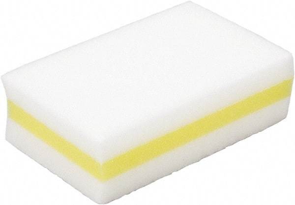 Ability One - 4-1/4" Long x 2.63" Wide x 1.38" Thick Cleansing Pad - Non-Abrasive, Yellow/White - USA Tool & Supply