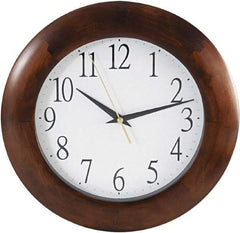 Hon - 9" Diam, White Face, Dial Wall Clock - Analog Display, Cherry Case, Runs on AA Battery - USA Tool & Supply