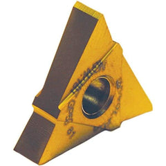 Tool-Flo - 43TPMA Grade GP50C, 3.18mm Cutting Width Carbide Grooving Insert - 0.215" Max Depth of Cut, Right Hand, TiN Finish - USA Tool & Supply