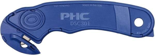 PHC - Fixed Safety Cutter - Blue Plastic Handle, 1 Blade Included - USA Tool & Supply