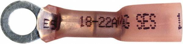 Made in USA - 22-18 AWG Partially Insulated Crimp & Solder Connection Circular Ring Terminal - #10 Stud, Copper Contact - USA Tool & Supply