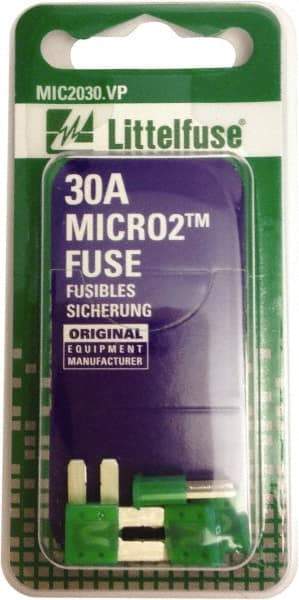 Littelfuse - 30 Amp, 32 VDC, Automotive Fuse - 9.1" Long, Green, Littlefuse 327030 - USA Tool & Supply