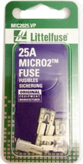 Littelfuse - 25 Amp, 32 VDC, Automotive Fuse - 9.1" Long, Clear, Littlefuse 327025 - USA Tool & Supply