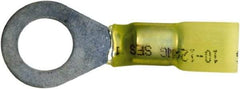 Made in USA - 12-10 AWG Partially Insulated Solder Connection Ring Terminal - 3/8" Stud, Copper Contact - USA Tool & Supply