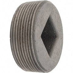 Made in USA - Class 150, 2" Black Pipe Countersunk Square Plug - Threaded, Malleable Iron - USA Tool & Supply