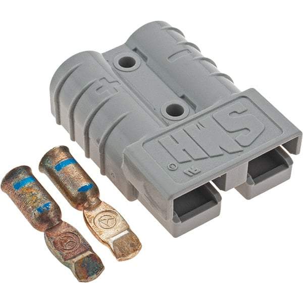 Made in USA - 6 AWG, 600 V, 50 A, Silver-Plated Copper Battery Connector - Gray - USA Tool & Supply