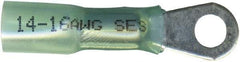 Made in USA - 16-14 AWG Partially Insulated Solder Connection Ring Terminal - #8 Stud, Copper Contact - USA Tool & Supply