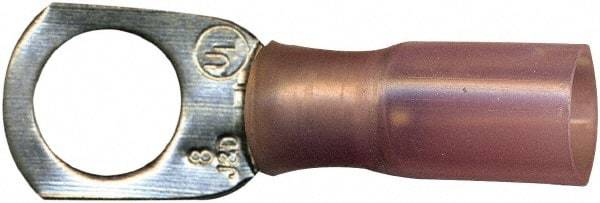 Value Collection - 8 AWG Partially Insulated Crimp Connection D Shaped Ring Terminal - 3/8" Stud, Copper Contact - USA Tool & Supply