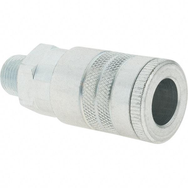 Parker - 3/8-18 Male NPTF Tru-Flate Automotive Pneumatic Hose Coupler - Steel, 1/2" Body Diam - USA Tool & Supply