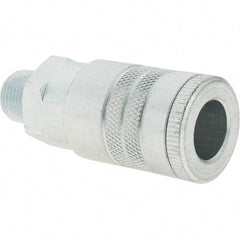 Parker - 3/8-18 Male NPTF Tru-Flate Automotive Pneumatic Hose Coupler - Steel, 1/2" Body Diam - USA Tool & Supply