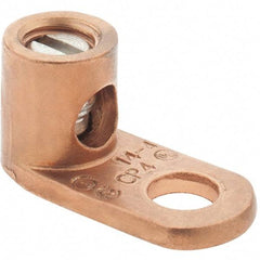 Made in USA - 14-4 AWG Noninsulated Crimp Connection Square Ring Terminal - 1/4" Stud, 1-3/32" OAL x 17/32" Wide, Copper Alloy Contact - USA Tool & Supply