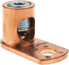 Made in USA - 6 AWG Noninsulated Crimp Connection Square Ring Terminal - 3/8" Stud, 1-31/32" OAL x 15/16" Wide, Copper Alloy Contact - USA Tool & Supply