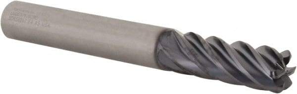 Kennametal - 3/8", 6 Flute, Single End, Solid Carbide, 0.06" Corner Radius End Mill - 3" OAL, 38° Helix, Right Hand Flute, 1" LOC, Right Hand Cut - USA Tool & Supply