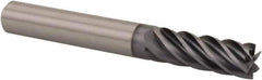 Kennametal - 5/8", 1-1/4" LOC, 5/8" Shank Diam, 3-1/2" OAL, 6 Flute, Solid Carbide Square End Mill - Single End, AlTiN Finish, Spiral Flute, 38° Helix, Centercutting, Right Hand Cut, Right Hand Flute, Series UJDE - USA Tool & Supply