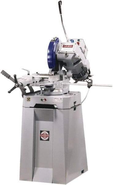 Dake - 2 Cutting Speeds, 14" Blade Diam, Cold Saw - 22 & 88 RPM Blade Speed, Floor Machine, 3 Phase, Compatible with Ferrous/Non-Ferrous Material - USA Tool & Supply