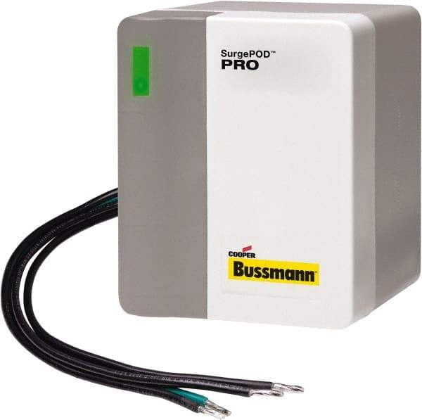 Cooper Bussmann - 3 Pole, 3 Phase, 10 kA Nominal Current, 4-1/8 Inch Long x 3-3/8 Inch Wide x 4-1/16 Inch Deep, Hardwired Surge Protector - Panel Mount, 4X, 200 kA Short Circuit Current, 240 V, 320 VAC Operating Voltage, 40 kA Surge Protection - USA Tool & Supply