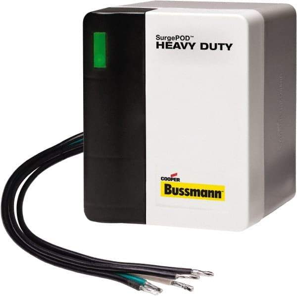 Cooper Bussmann - 3 Pole, 3 Phase, 20 kA Nominal Current, 4-1/8 Inch Long x 3-3/8 Inch Wide x 4-1/16 Inch Deep, Hardwired Surge Protector - Panel Mount, 4X, 200 kA Short Circuit Current, 240 V, 320 VAC Operating Voltage, 50 kA Surge Protection - USA Tool & Supply