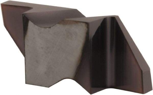 Tool-Flo - 0.188FLG CB Grade AC3, 3/32" Cutting Width Carbide Grooving Insert - 0.11" Max Depth of Cut, Right Hand, .005 to .010" Corner Radius, AlTiN Finish - USA Tool & Supply