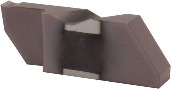 Tool-Flo - 0.375FLGD CB Grade AC3, 3/32" Cutting Width Carbide Grooving Insert - 1/4" Max Depth of Cut, Right Hand, .005 to .010" Corner Radius, AlTiN Finish - USA Tool & Supply