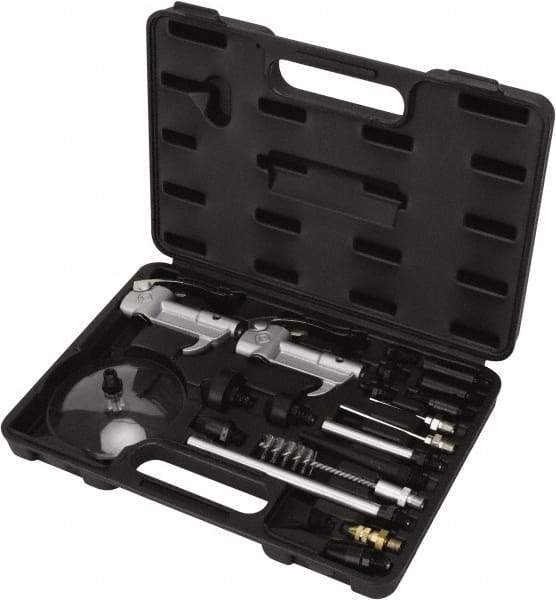 Value Collection - 21 Piece Aluminum Body Air Gun Kit - 1/4 NPT Inlet, 150 Max psi, Aluminum Hose - USA Tool & Supply