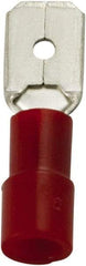 Value Collection - 22 to 16 AWG, PC, Partially Insulated, Male Wire Disconnect - 1/4" Wide Tab, Red, cUL Listed, RoHS Compliant, UL Listed - USA Tool & Supply