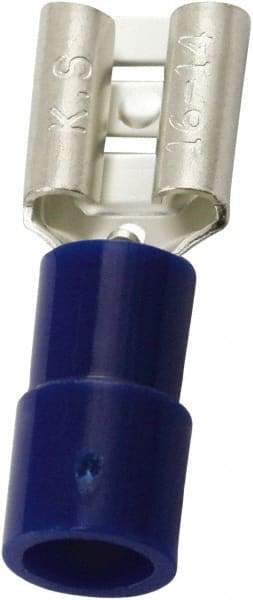 Value Collection - 16 to 14 AWG, PC, Partially Insulated, Female Wire Disconnect - 3/16" Wide Tab, Blue, cUL Listed, RoHS Compliant, UL Listed - USA Tool & Supply