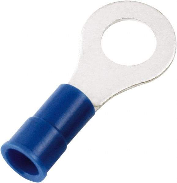 Value Collection - 16-14 AWG Partially Insulated Crimp Connection Circular Ring Terminal - 1/4" Stud, 30.4mm OAL x 12mm Wide, Copper Contact - USA Tool & Supply