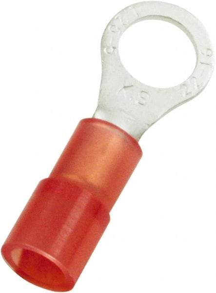 Value Collection - 8 AWG Partially Insulated Crimp Connection Circular Ring Terminal - 3/8" Stud, 37.3mm OAL x 15mm Wide - USA Tool & Supply