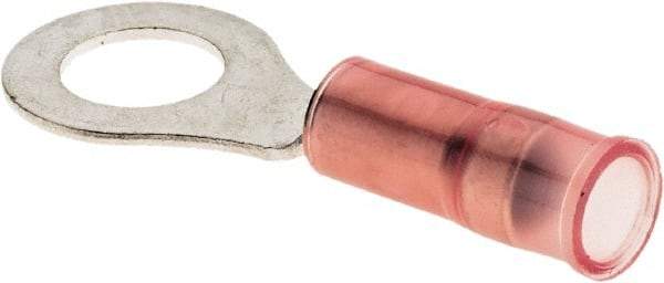 Value Collection - 22-16 AWG Partially Insulated Crimp Connection Circular Ring Terminal - 1/4" Stud, 30.4mm OAL x 11.6mm Wide, Copper Contact - USA Tool & Supply