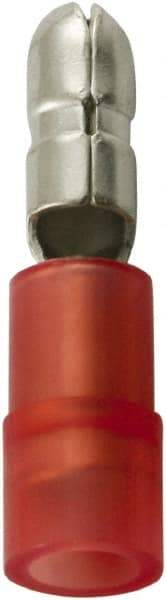 Value Collection - 22 to 16 AWG Double Crimp Bullet Connector - 0.157" Bullet Diam, Red Nylon Insulation - USA Tool & Supply