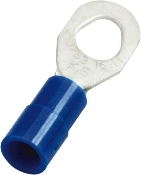 Value Collection - 16-14 AWG Partially Insulated Crimp Connection D Shaped Ring Terminal - #10, 6 & 8 Stud, 25.3mm OAL x 8.6mm Wide, Copper Contact - USA Tool & Supply