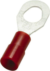 Value Collection - 22-16 AWG Partially Insulated Crimp Connection D Shaped Ring Terminal - #10, 6 & 8 Stud, 25.3mm OAL x 8.6mm Wide, Copper Contact - USA Tool & Supply