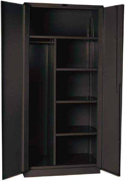 Hallowell - 4 Shelf Combination Storage Cabinet - Steel, 36" Wide x 24" Deep x 78" High, Gray - USA Tool & Supply