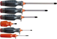 Proto - 6 Piece Phillips Screwdriver Set - Tethered Handle, Bit Sizes: Philips #0 to #4 - USA Tool & Supply