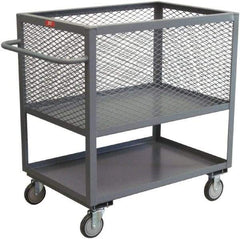 Jamco - 1,200 Lb Capacity, 2 Shelf, 4-Sided Steel Shelf Truck - 18" Long x 36" Wide x 44" High, 8" Diam Wheels - USA Tool & Supply