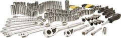 Stanley - 145 Piece 1/4" & 3/8" Drive Chrome Vanadium Finish Deep Well Socket Set - 6 Points, 5/32" to 11/16" (4mm to 17mm) Range, Inch/Metric Measurement Standard - USA Tool & Supply