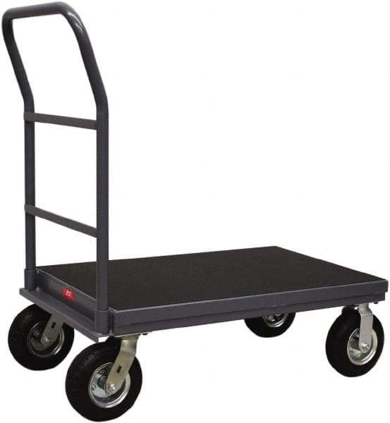 Jamco - 1,200 Lb Capacity Steel Platform Truck - Steel Deck, 30" OAW, 48" Platform Length, Mold-On-Rubber Casters - USA Tool & Supply