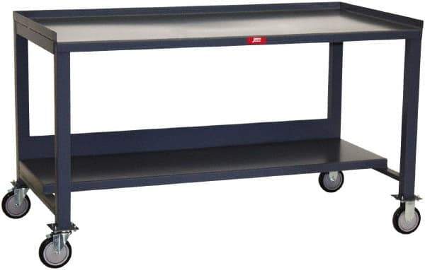 Jamco - 3 Side Retention Mobile Work Bench - Steel, Gray, 60" Long x 30" Deep x 35" High - USA Tool & Supply